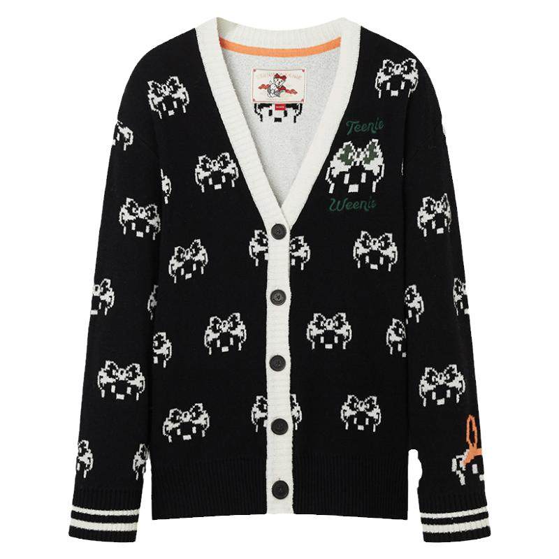 TeenieWeenie小熊奥莱V领针织开衫提花毛衣外套潮流时尚