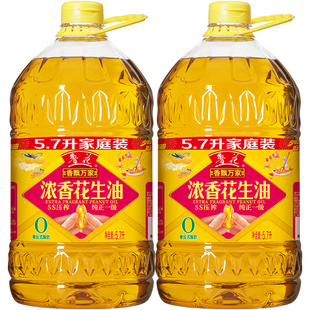 粮油 食用油 鲁花香飘万家5S压榨一级浓香花生油5.7L