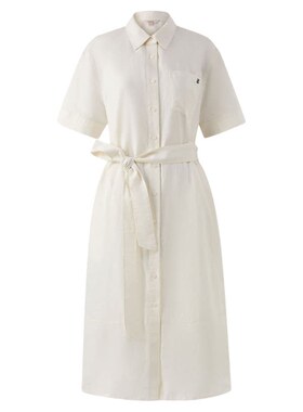 【法国亚麻】Eland衣恋连衣裙女单排扣棉质收腰衬衫领中长裙夏季