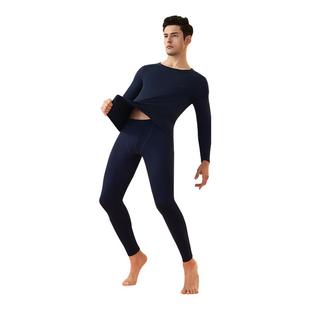 猫人秋衣秋裤男士纯棉保暖内衣圆领一套装秋冬季薄打底全棉毛衫裤