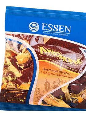 俄罗斯进口ESSEN唯臻农场牌巧克力威化糖果焦糖夹心酥脆休闲零食