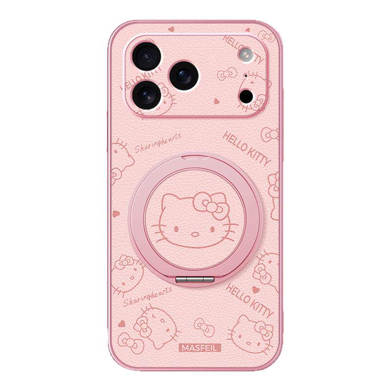 粉色kitty旋转支架适用iphone17手机壳16pro苹果15promax全包14防摔13保护套12新款11外壳x红色8plus可爱xs