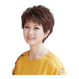 透气全头套时尚 夏季 自然发套 假发女短发中老年妈妈假发套 美禾
