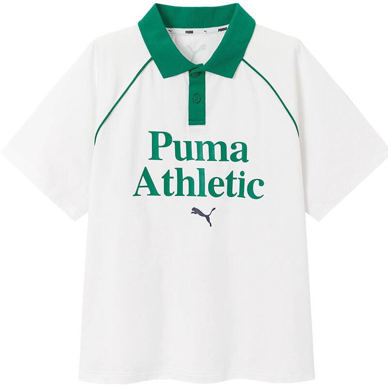 PUMA彪马童装26夏季儿童短袖T恤撞色拼接Polo领凉感速干运动上