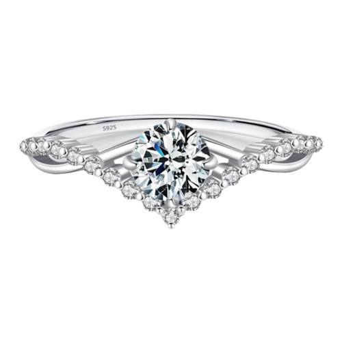 摩典莫桑钻925纯银皇冠情侣戒指