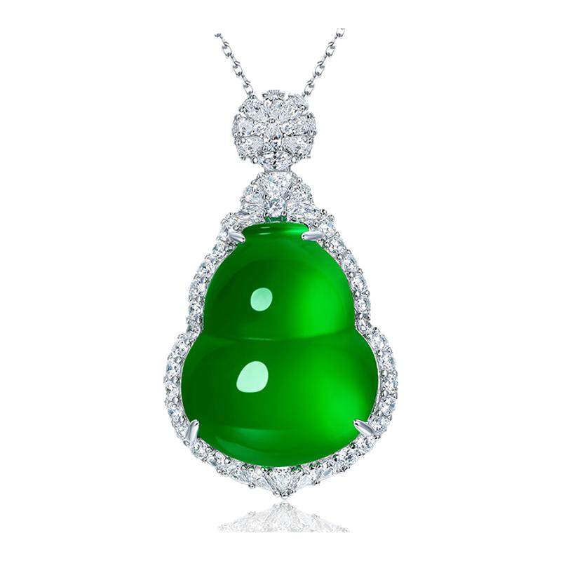 天然玉髓大葫芦纯银轻奢正阳绿玛瑙媲美翡翠吊坠新年礼物本命项链,珠宝/钻石/翡翠,颈饰,淘宝优惠券,粉丝福利购,淘宝优惠卷