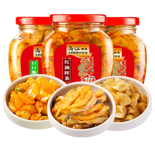 乌江榨菜瓶装300g口口脆红油开味轻盐版下饭菜重庆特产涪陵榨菜丝