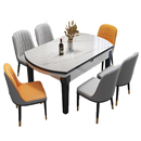 政府补贴岩板餐桌家用小户型可伸缩饭桌新款 轻奢简约可变圆实木桌