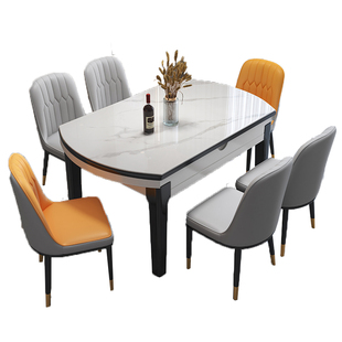 政府补贴岩板餐桌家用小户型可伸缩饭桌新款 轻奢简约可变圆实木桌