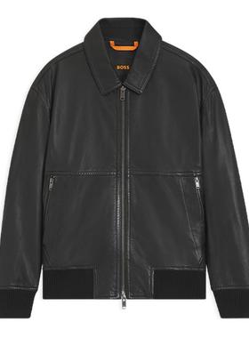【飞行员夹克 羊皮革】BOSS博斯 男士25秋款宽松羊皮革皮衣