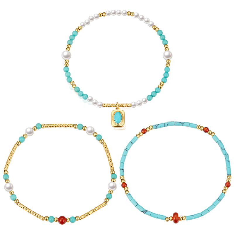 ZEGL小彩串天然绿松石手链手串