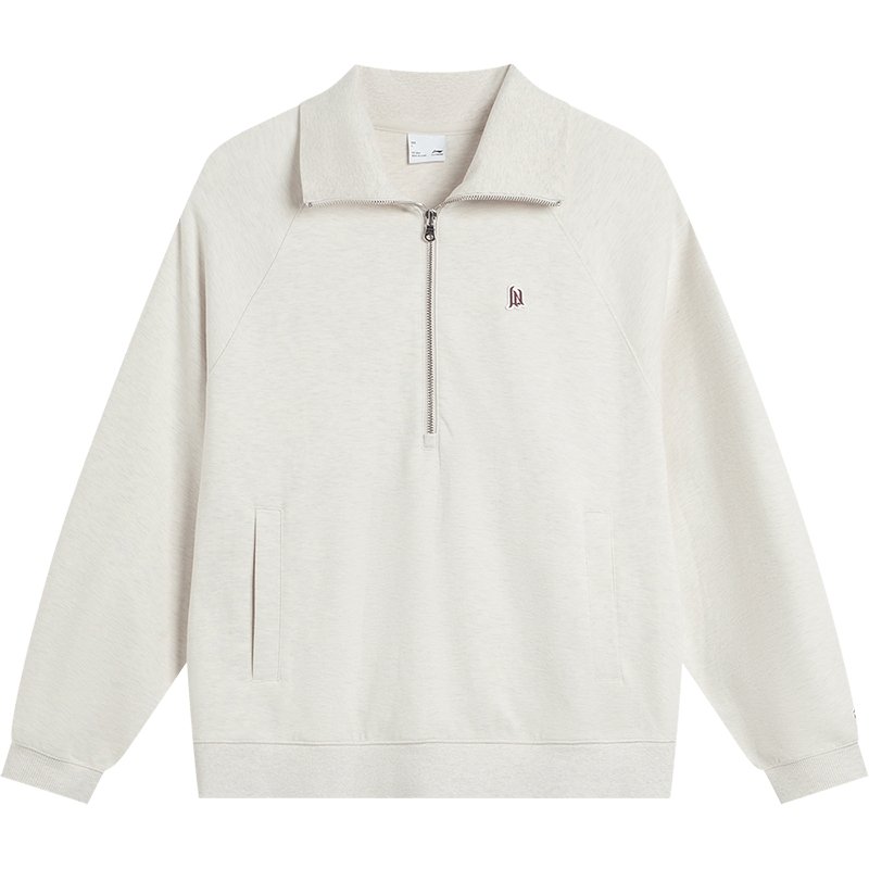 李宁半拉链卫衣女士冬季季套头衫长袖翻领宽松女装网球上衣运动服