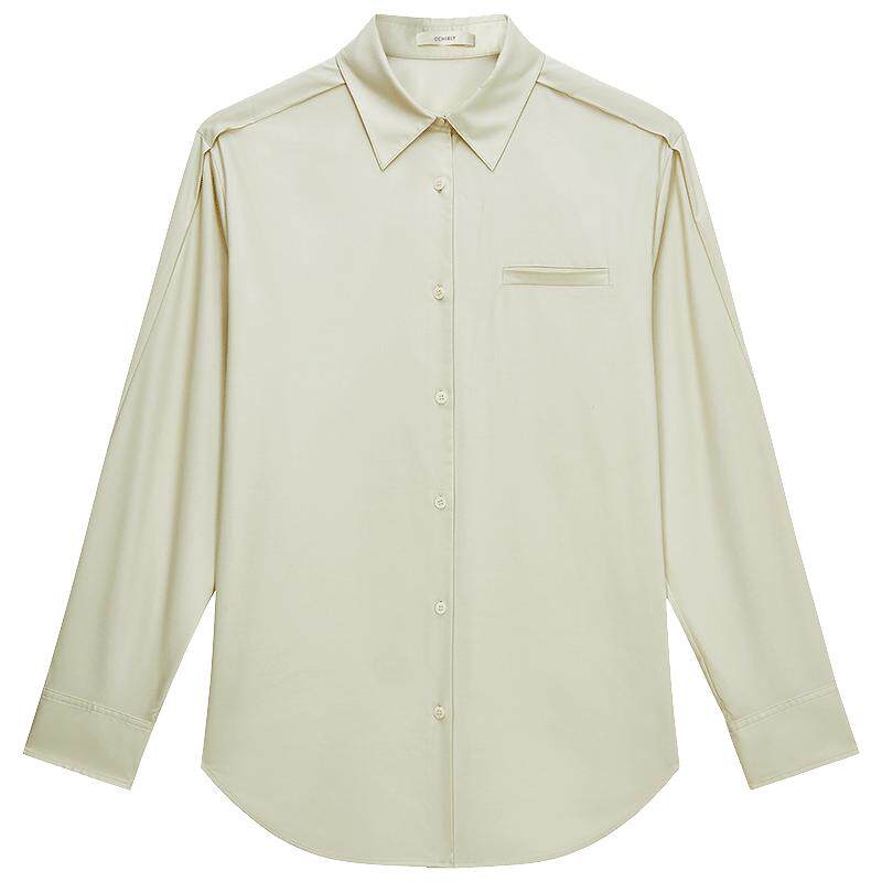 OCHIRLY欧时力 莫代尔中长衬衫防晒长袖上衣通勤流行女空调衫