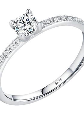 MODIAN摩典莫桑钻戒指女S925纯银小众轻奢镶钻ins潮闭口求婚钻戒