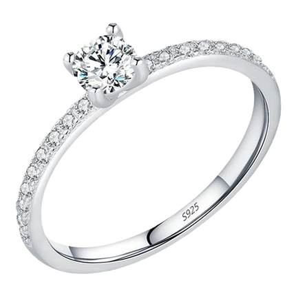 MODIAN摩典莫桑钻戒指女S925纯银小众轻奢镶钻ins潮闭口求婚钻戒