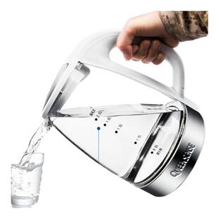 QUEENSENSE玻璃电热水壶家用大容量不锈钢烧水壶透明带蓝光电热壶