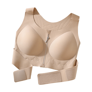 猫人塑形内衣女大胸显小收副乳聚拢防下垂前拉链调整型无痕文胸罩