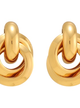 Ins博主同款几何造型耳环女S925银针时尚高级感气质港风耳夹耳饰