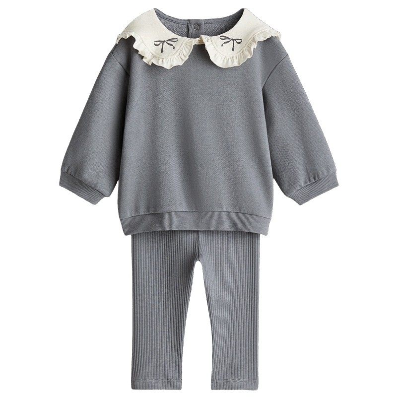 HM童装女婴套装2件式冬季褶边领卫衣打底长裤1297229,童装/婴儿装/亲子装,套装,淘宝优惠券,粉丝福利购,淘宝优惠卷