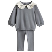 女婴套装 2件式 冬季 HM童装 褶边领卫衣打底长裤 1297229