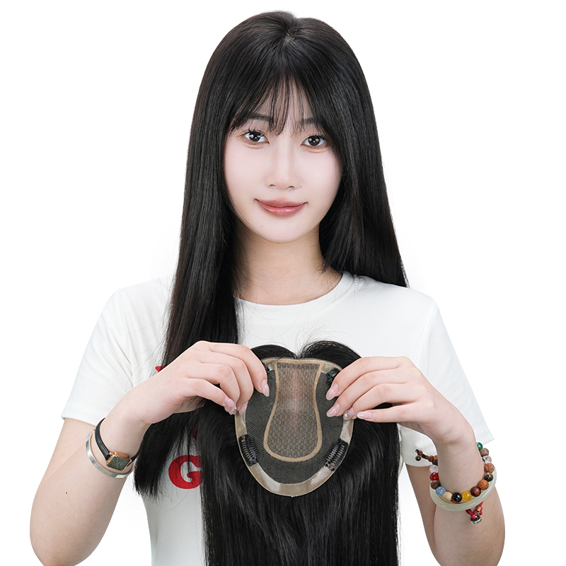 美禾双递针分缝假发片真发遮白发