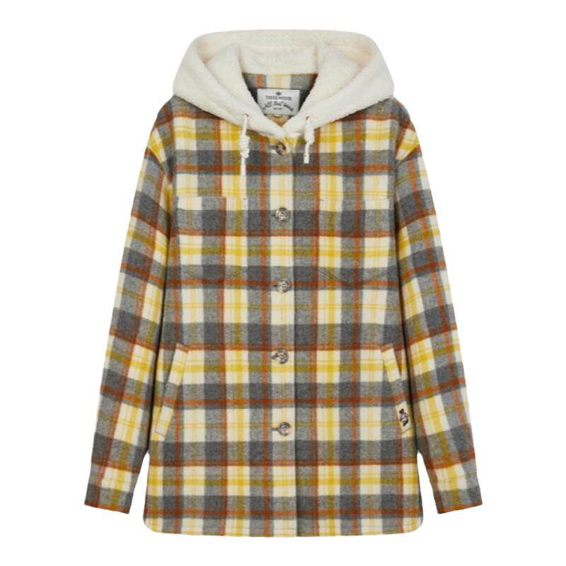 TeenieWeenie小熊奥莱格纹毛呢大衣仿羊羔绒短款休闲学院