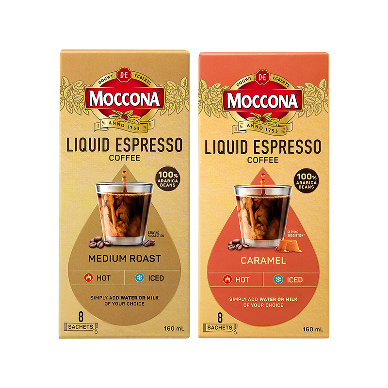 摩可纳moccona浓缩咖啡液中度烘焙焦糖风味速溶美式黑咖啡160ml