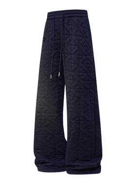 it :5cm/FIVECM保暖棉裤男女2025冬季黑色抽绳松紧腰夹棉加厚长裤