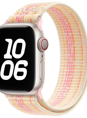 适用于苹果手表S11applewatch10编织表带透气运动夏天S9尼龙表带iwatch8代se3/ultra3弹力腕带s7/6/5/4/3/2