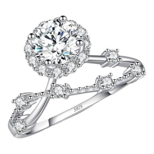 摩典S925银小众设计花冠镶钻戒指