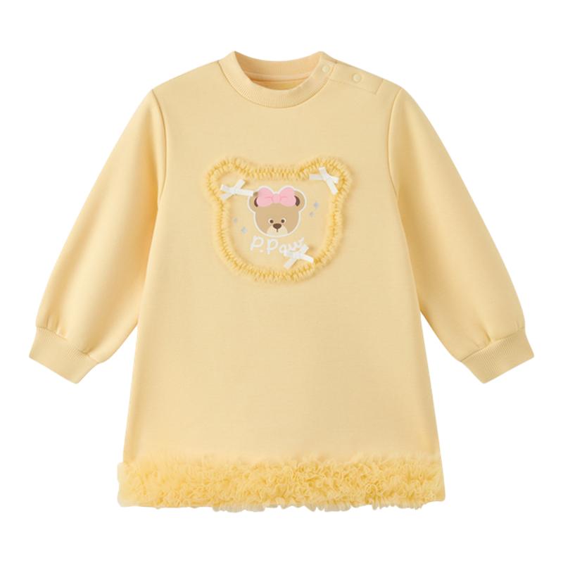 PawinPaw卡通小熊童装25年秋冬新款女宝宝针织连衣裙宽松可爱