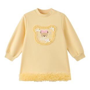 PawinPaw卡通小熊童装 女宝宝针织连衣裙宽松可爱 25年秋冬新款