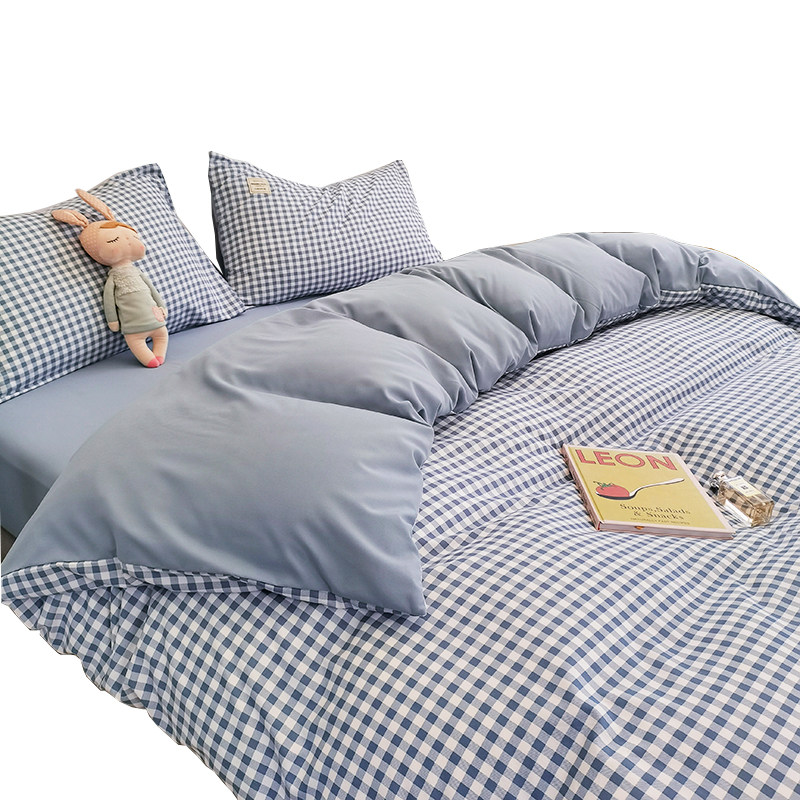 无印良品2025新款床上四件套简约风格子床单被套宿舍床品四件套