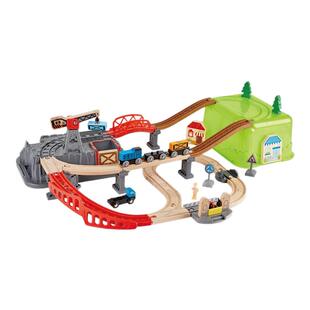 hape火车轨道玩具儿童轨道车木质积木拼装套装生日礼物兼容宜家