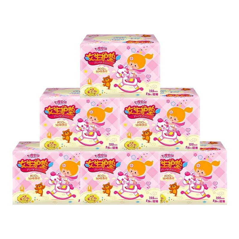 七度空间护垫卫生巾超薄透气姨妈巾155mm18片纯棉姨妈巾官方正品