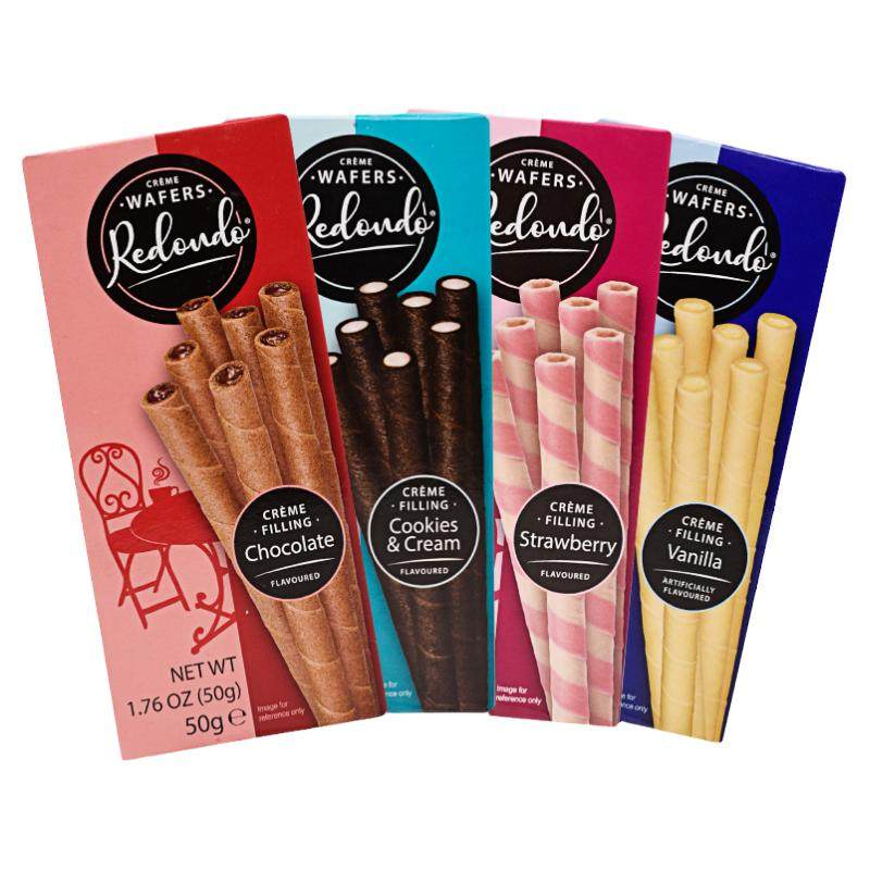 瑞丹多印尼进口巧克力曲奇奶油威化卷夹心酥饼干50g盒装休闲零食