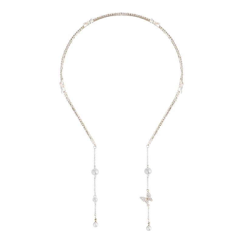 简约法式蝴蝶流苏细发箍