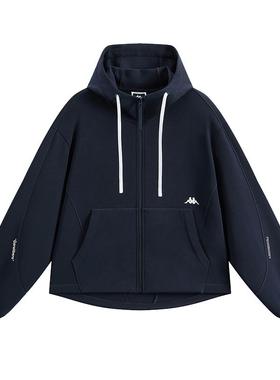 Kappa卡帕女装2025冬季新款简约百搭时尚针织连帽外套K0F82MK40