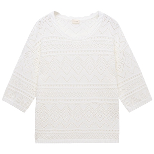 针织衫 镂空中袖 OCHIRLY欧时力 女上衣设计感防晒2026春夏 新品