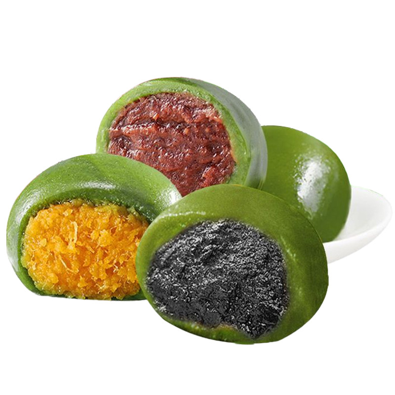 艾草青团麻薯红豆沙蛋黄肉松糯米团糍粑传统糕点零食休闲小吃食品