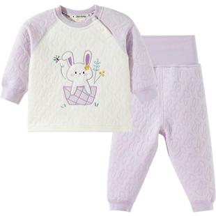 睡衣 两件宝宝夹棉秋衣秋裤 贝贝怡童装 男女童可爱家居服套头套装