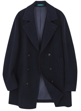 柏品高克重纯羊毛海军大衣男2025冬新商务休闲美利奴短款毛呢外套