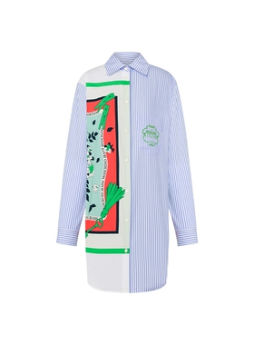 【礼物】M05CH1N0 JEANS  女士条纹府绸连衣裙长袖衬衫裙