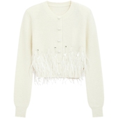 博主同款 bebe2025秋冬新款 女士千金风流苏装 饰针织开衫 430602