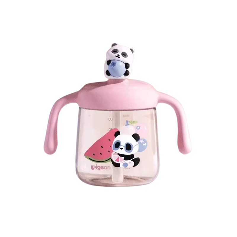贝亲婴儿熊猫牛奶杯吸管直饮水杯儿童宝宝PPSU双把手喝水喝奶奶瓶
