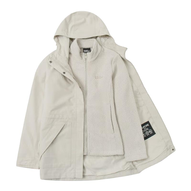 JackWolfskin狼爪女三合一冲锋衣秋冬户外防风中长款外套A62272