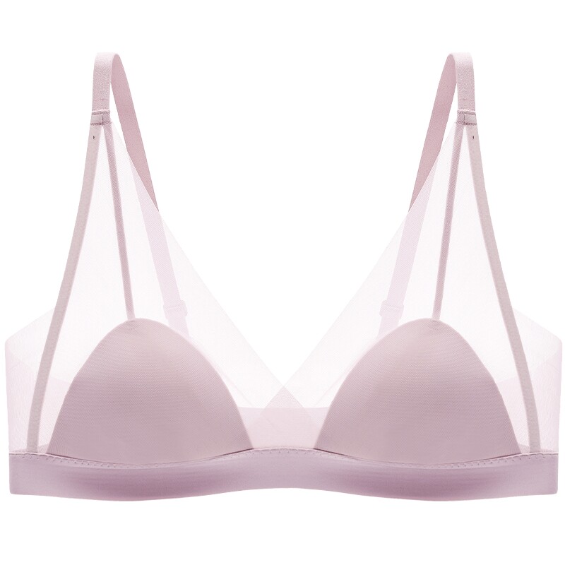 【轻纱小耳朵】伊维斯无钢圈无痕不凸点薄胸垫透气网纱文胸内衣女