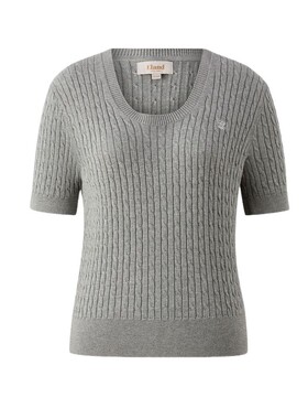 【缤纷棉棉冰】Eland衣恋针织T恤女U领含莫代尔短袖上衣夏季款