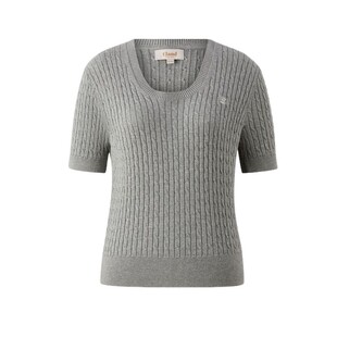 Eland衣恋针织T恤女U领含莫代尔短袖 上衣夏季 款 缤纷棉棉冰