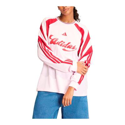 adidas阿迪达斯足球风个性运动休闲宽松上衣26春女长袖T恤 JY7640